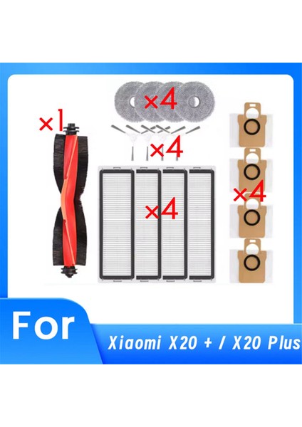 17 Adet Fırça Filtre Toz Torbası Paspas Bezi ve Ana Fırça Kapağı Seti Xiaomi X20+ X20 Plus Elektrikli Süpürge Yedek Parçaları (Yurt Dışından)