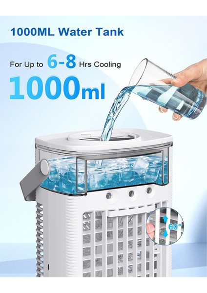 Taşınabilir Klimalar, 3'ü 1 Arada Taşınabilir Klima Ünitesi, 1000 ml Su Tanklı Mini Klima, Kapalı Ofis Yatak Odası Için (Yurt Dışından) modelleri