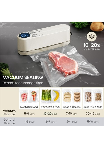 Gıda Için Mini Vakum Makinesi, Kuru/nemli Gıda Saklama Için 3'ü 1 Arada Şarj Edilebilir Kablosuz Gıda Paketleme Makinesi, Poşet Için Isı Paketleme Makinesi Bej (Yurt Dışından) fiyatları
