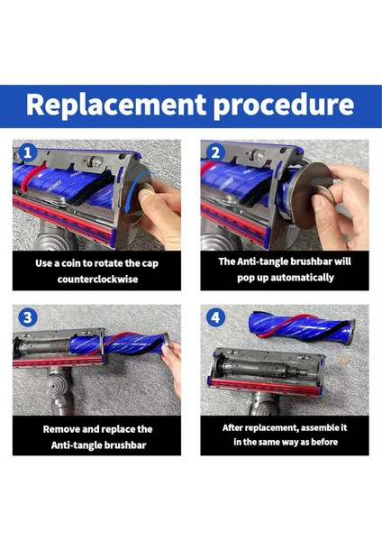 Dyson V11 V10 V8 V7 V12 Slim, SV10 SV11 SV12 SV14 SV30 Için Uç Kapağı ile Karışmayan Fırça Çubuğu, Parça No. 972500-01 (Yurt Dışından) indirimleri
