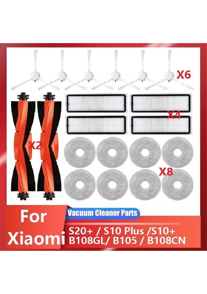 Xiaomi Robot Süpürge S20+ / S10 Plus /S10+/ B108GL / B105 / B108CN B113CN Parça Aksesuarları Filtre Ana Yan Fırça Paspas (Yurt Dışından)