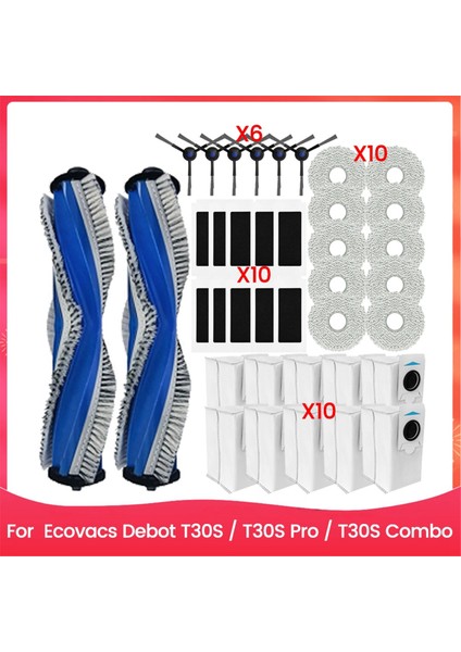 Ecovacs Debot T30S T30S Pro T30S Combo Silindir Yan Fırça Hepa Filtre Paspas Bezi Robot Süpürge Yedek Parçası (Yurt Dışından)