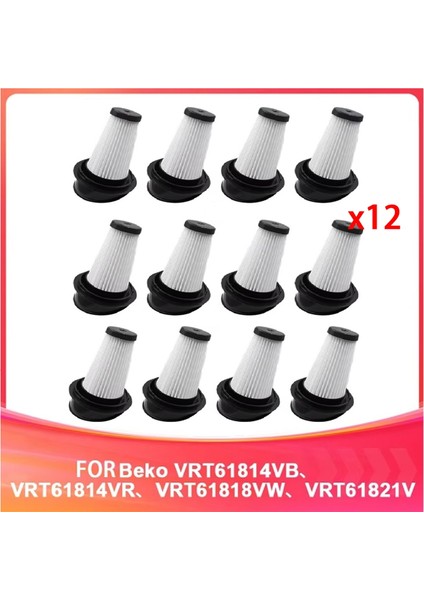 Beko VRT61814VB, VRT61814VR, VRT61818VW, VRT61821V / Grundig VCH9929, VCH9929L/VCH9930 ile Uyumlu 12 Adet Filtre (Yurt Dışından)