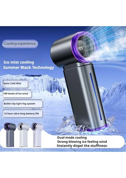 199 Hız Seviyeli El Tipi Dijital Mini Fan Buz Sisli Soğutma USB Şarj Edilebilir Fan Akıllı Ekranlı Açık Hava Için (Yurt Dışından) modelleri