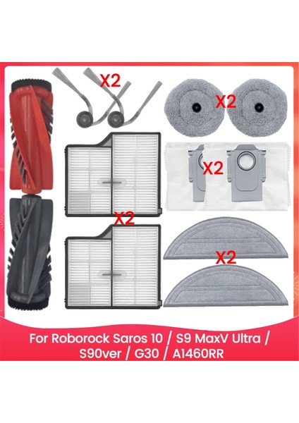 Roborock Saros 10/G30/S9 Maxv ULTRA/S90VER/A1460RR Yedek Parçaları Ana Yan Fırça Filtre Toz Torbası Titreşimli Paspas Bezi (Yurt Dışından)