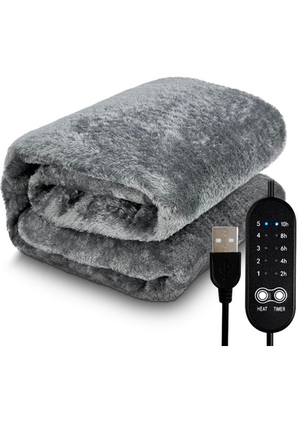 Elektrikli Isıtma Battaniyesi USB Isıtıcı Battaniye Peluş Kış Isınma Ayarlanabilir Sıcaklık Zamanlama Isıtma Pedi 80X160CM (Yurt Dışından)