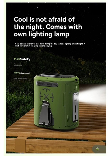 Yüksek Hızlı Turbo Bel Askılı Fan Açık Hava USB Güç Bankası Yüksek Rüzgar Gücü Bel Askılı Fan Klima Yeşil (Yurt Dışından) modelleri