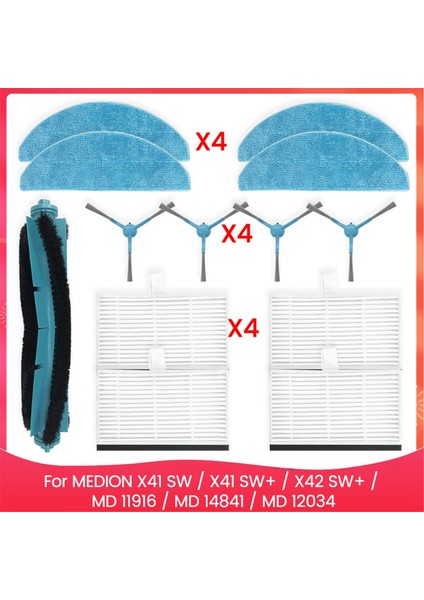 Medıon X41 Sw / X41 Sw+ / X42 Sw+ / Md 11916 / Md 14841 / Md 12034 Parçalarına Uygundur Ana Yan Fırça Hepa Filtre Paspas Bezi (Yurt Dışından)