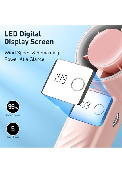 El Tipi Turbo Fan, Güçlü Fanlar [20 Saat Maksimum Soğutma], Mini Fanlar, LED Ekran, Kadınlar Erkekler Açık Hava Kapalı Pembe (Yurt Dışından) indirimleri