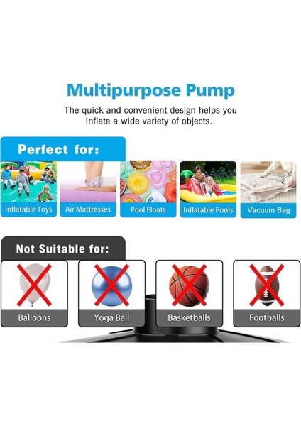 Şişme Ürünler Için Elektrikli Hava Pompası Taşınabilir Hızlı Doldurma Hava Pompası 3 Nozullu Şişirme ve Söndürme Pompaları Açık Hava Için Ab Fişi (Yurt Dışından) fiyatları