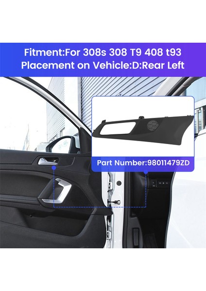 Peugeot 308S Yeni 308 T9 Yeni 408 T93 Kapı Iç Döşeme Paneli Kol Döşeme Kapağı Kontrolör Döşeme Kapağı 98011479ZD,D (Yurt Dışından) fırsatları