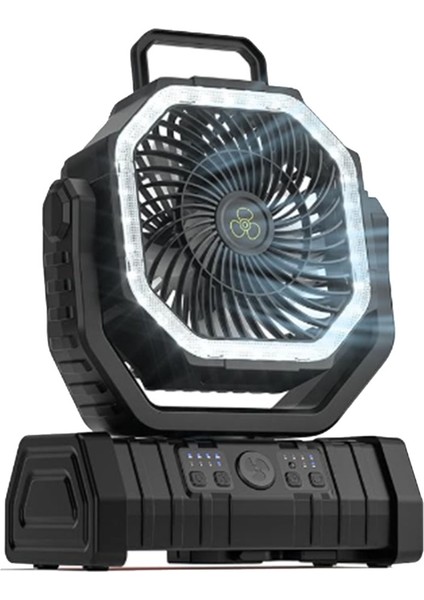 10000MAH Pil Fanı Şarj Edilebilir Kancalı ve Parlak LED Işıklı Uzaktan Kumanda Zamanlayıcı Otomatik Salınımlı Kablosuz Fan A (Yurt Dışından)