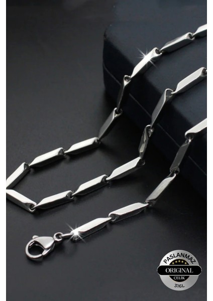 Kararmaz Çelik Titanyum Melon Zincir Unisex Kararmaz Erkek Çelik Kolye