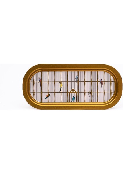 EE168-T7 Bird Cage Desenli Oval Tepsi 16X35 cm