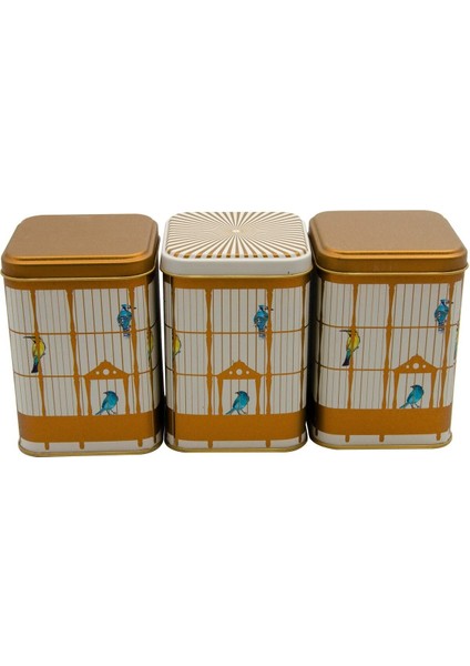 ERB25T7 Kare Metal Saklama Kabı 87X87X125, 3 Lü Set, Bird Cage