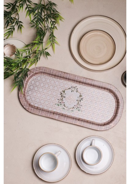 EE168-U7 Rosy Desenli Oval Tepsi 16X35 cm