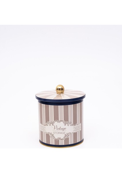 ER143-5B Elegance Blue Desenli Yuvarlak Metal Saklama Kabı 14 cm modelleri