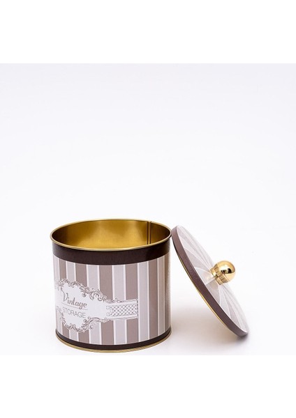 ER142-6B Elegance Coffee Desenli Yuvarlak Metal Saklama Kabı 14 cm fırsatları