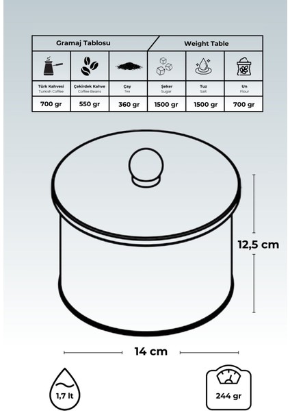 ER142-6B Elegance Coffee Desenli Yuvarlak Metal Saklama Kabı 14 cm indirimleri