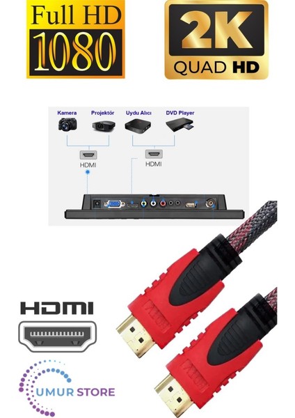 20 Metre Örgülü Hdmı Kablo - 20 Metre Hdmı To Hdmı Kablo Örgülü Form 1.4v fırsatları