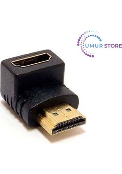 HDMI 90 Derece Erkek Dişi Adaptör Gold