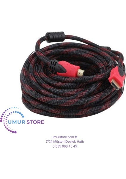 20 Metre Filtreli Hasır Sargılı Altın Uçlu Hdmi Görüntü Kablosu 3D 14V