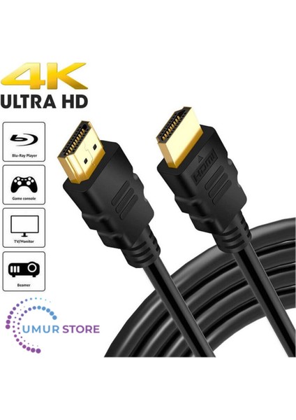 Hdmı Kablo 4k 3d Ağ Destekli Altın Uçlu 4k 60hz 18g Bps Ultra Hd 4k Ethernet Hdmı Kablosu - 50cm fırsatları