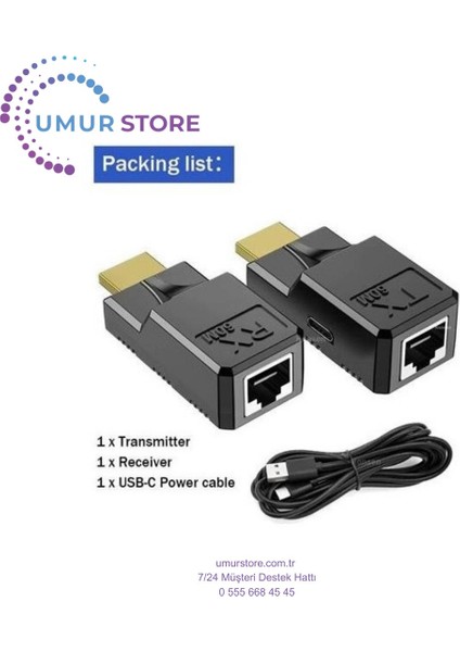 Hdmı Rj45 Cat5 6 Extender Uzatıcı Güç Destekli Uzatma Aparatı Adaptör fırsatları