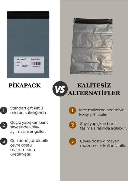 Büyük Boy 100 Adet, 45X55X5 cm Cepli Plastik Kargo Poşeti Dayanıklı Gri Renk