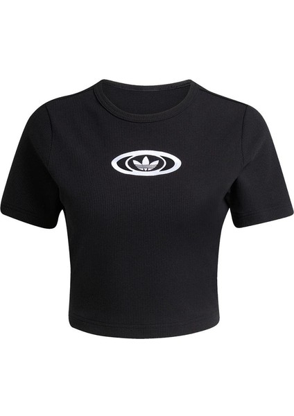 Kadın Siyah T-Shirt Cut Out Rıb Tee KC8804