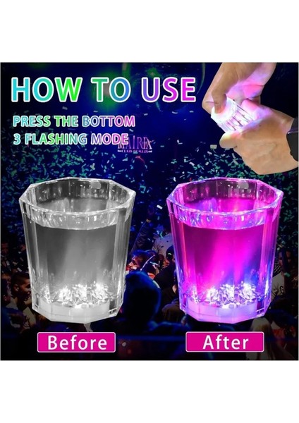LED Işıklı Eğlence Bardakları - 3 Modlu Renk Değiştiren Bardak 12 Adet (4887) modelleri
