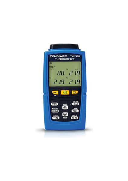 TM-747D Kayıt Özellikli 4 Kanallı Termokupl Termometre | K, J, T, E, R, S, N Tipi Prob