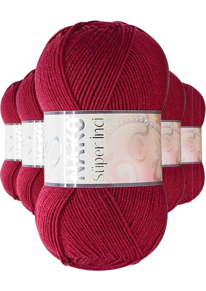 5 Adet Süper Inci El Örgü Ipi 100 gr Vişne Çürüğü 3630
