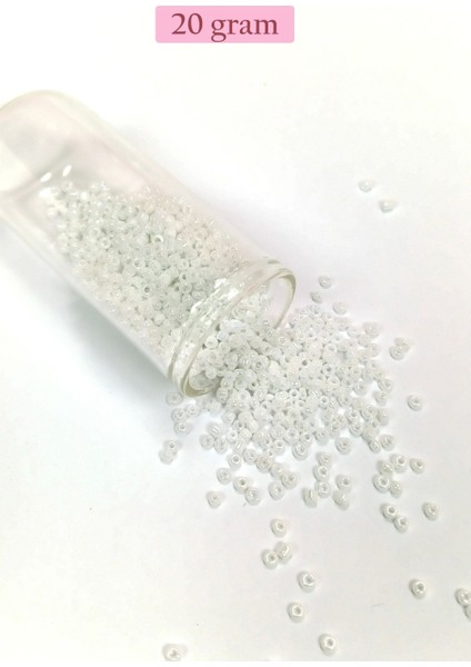 Dökme Cam Kum Boncuk (8/0) 3 mm - 20 Gram - Parlak Beyaz - BNC153