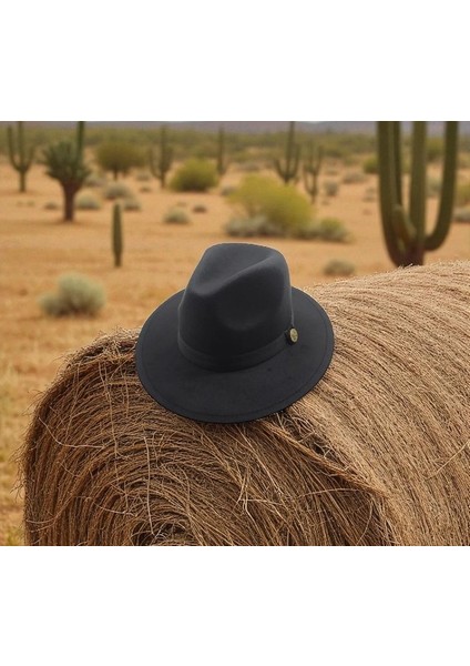 Fötr Kaşe Ayarlanabilir Ipli Sert Kovboy Şapkası