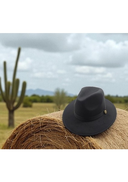 Fötr Kaşe Ayarlanabilir Ipli Sert Kovboy Şapkası