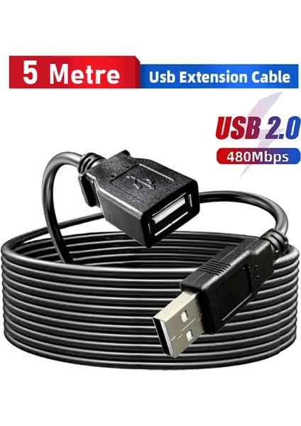 Filtreli USB Uzatma Kablosu USB 2.0 (5 Metre) High Speed Transmission Rate
