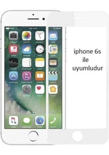 Iphone 6s Curve Tempered Glass Full Beyaz Cam Ekran Koruyucu