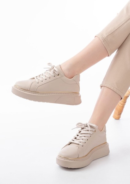 Kadın Sneaker Günlük Vegan Bej Ayakkabı