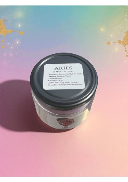 Koç Burcu (Aries) Kavanoz Mum - Portakal ve Tarçın Kokulu - Ahşap Fitilli modelleri