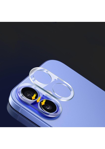 iPhone 16/ 16 Plus Uyumlu Gerçek Parlayan Taşlı Çöl Lens Koruyucu