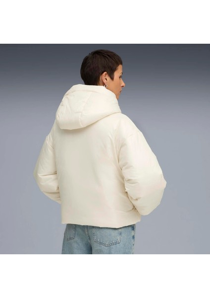 Kadın Krem Puma Shiny Hooded Padded Jacket Krem Kadın Mont fırsatları