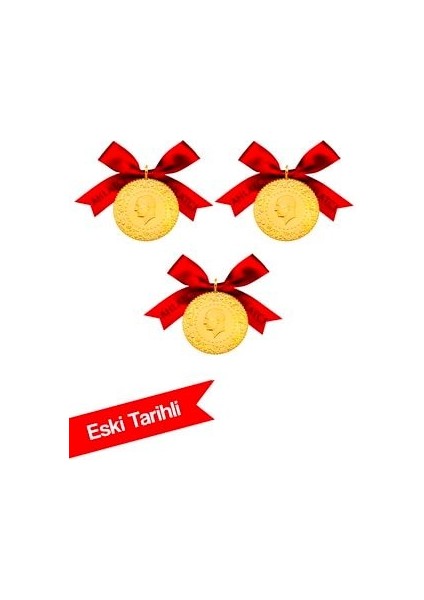 Sarrafiye 3 Adet Eski Tarihli 1,75 Gram 22 Ayar Çeyrek Altın Set