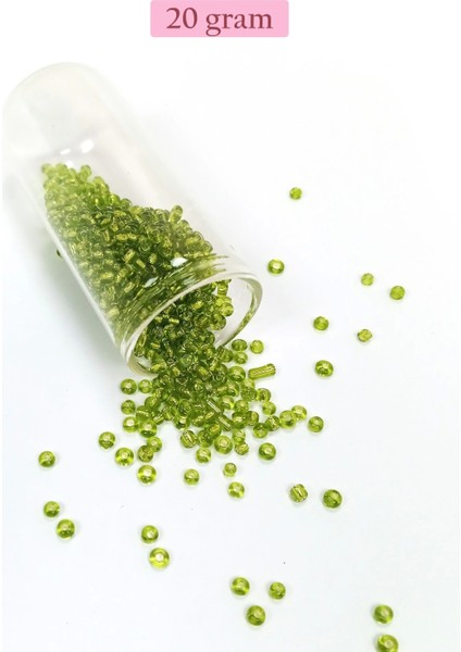 Dökme Cam Kum Boncuk (8/0) 3 mm - 20 Gram - Şeffaf Yeşil - BNC167