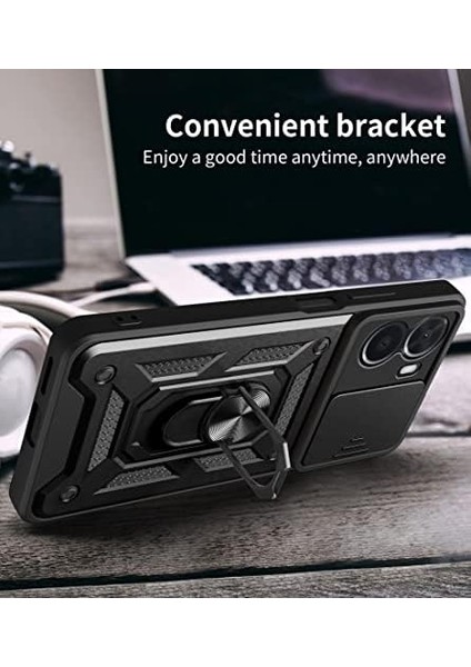 Vivo Y16 Kılıf Lens Sürgülü Yüzüklü Tank Silikon Pars modelleri