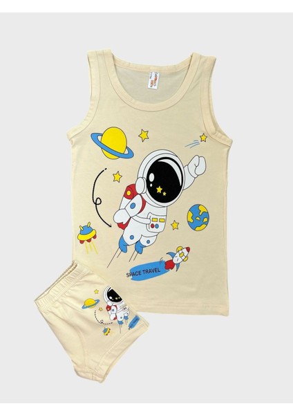 Erkek Çocuk Pamuklu Astronot Uzay Desenli Atlet Boxer Takımı fiyatları