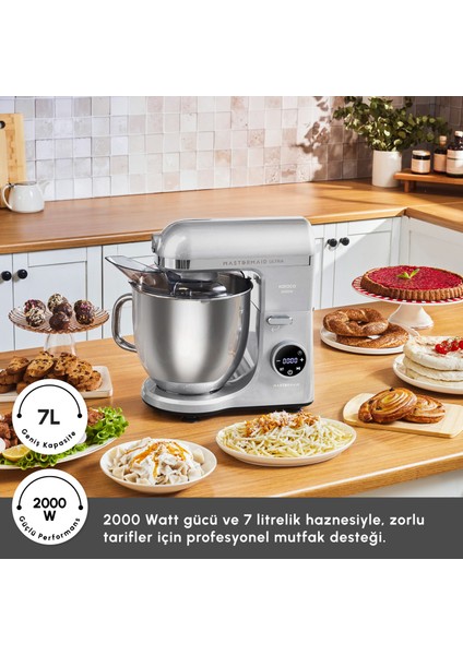 Mastermaid Chef Ultra D2000W Dijital Ekranlı Hamur Yoğurma Makinesi Silver 7 L fırsatları