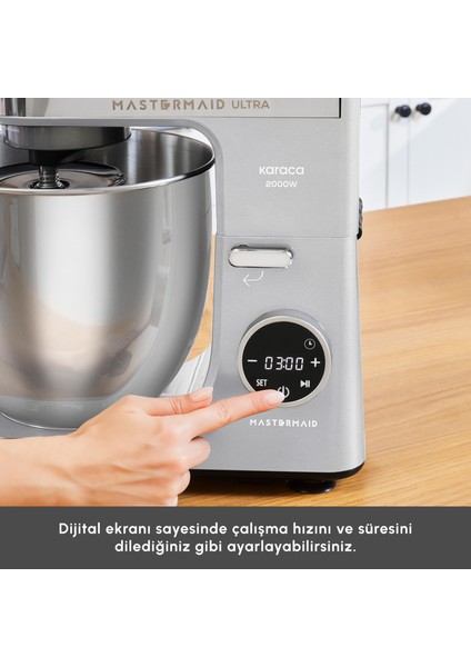 Mastermaid Chef Ultra D2000W Dijital Ekranlı Hamur Yoğurma Makinesi Silver 7 L