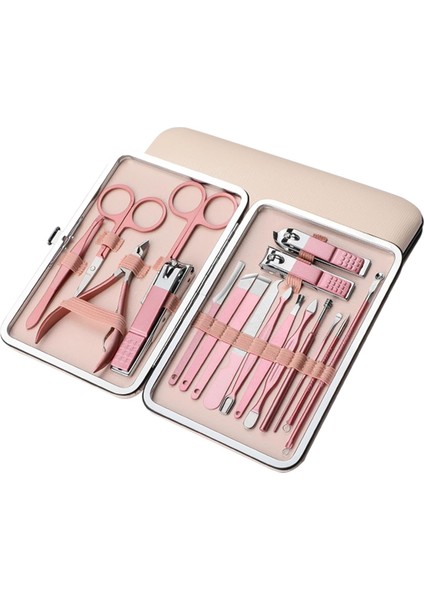Profesyonel Manikür ve Pedikür Seti, 18 Parça Paslanmaz Çelik Tırnak Bakım Kiti, Seyahat Çantası, Bakım Seti