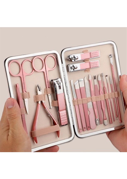 Profesyonel Manikür ve Pedikür Seti, 18 Parça Paslanmaz Çelik Tırnak Bakım Kiti, Seyahat Çantası, Bakım Seti modelleri